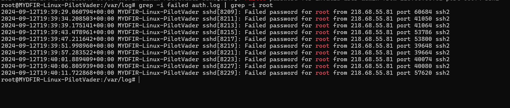 Failed Login Attempts Targeting Root User